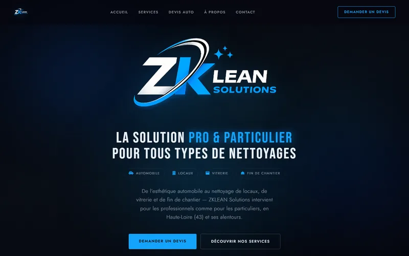 ZKlean — site vitrine d'une entreprise de nettoyage multi-services
